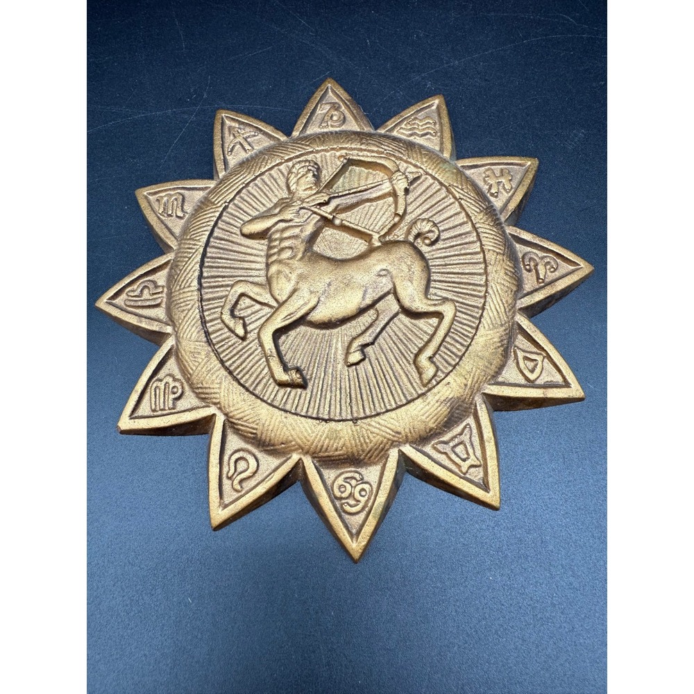 Vintage‎ MCM Chalkware Zodiac Wall Plaque Sagittarius Archer Sunburst Astrology